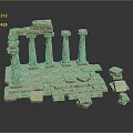 Scenic Ancient Stone Columns With Arranged Paved Blocks Landscape View