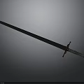 Blue Sword With Long Blade Brown Silver Hilt And Sleek Design