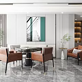 Modern Chess and Card Room Mahjong Room Mahjong Table Combination Mahjong Hall Decorative Cabinet Background Wall Sofa Coffee Table 3d model