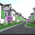 Chinese Style Townhouses With White Walls Black Tiles Stone Path And Lush Green Courtyards