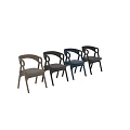 Modern Wooden Leisure Chair with Circular Armrests and Dark Fabric Seat