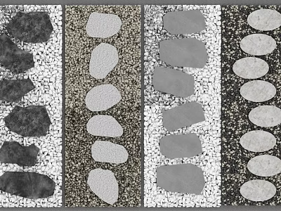 Beautiful Stepping Stones Pathway Designs With Various Colored Stones And Gravel Base 3d model