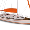 Two Modern Sailboats With White Hull And Orange Sails Exterior Design