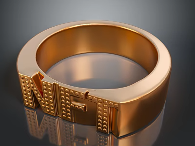 Shiny Golden Ring with Engraved NFT Lettering and Smooth Surface as Stylish Lifestyle Product 3d model