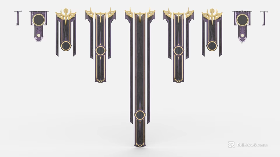 Elegant Brand Logo Design With Vertical Dark Structure And Gold Accents 3d model 