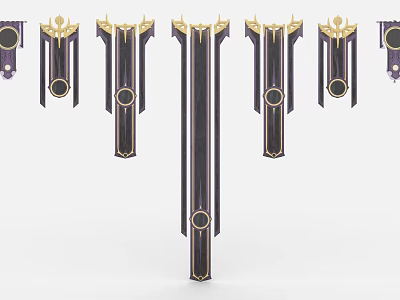 Elegant Brand Logo Design With Vertical Dark Structure And Gold Accents 3d model