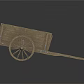 Traditional Wooden Hand Cart With Large Wheel And Square Frame Structure