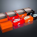 Open Nike Shoe Boxes in Orange Red and Black for 3d model