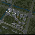 Aerial View Planning of Residential Complex With High Rise Buildings Green Spaces and Roads