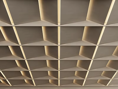 Modern Ceiling Design With Geometric Grid Pattern And Recessed LED Lighting For Contemporary Interior Spaces 3d model
