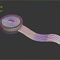 Circular Electronic Device With Pink Display Showing Number 24 And Flexible Ribbon Cable