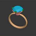 Stylish Gold Ring With Blue Polygonal Cut Gemstone Fashion Accessory