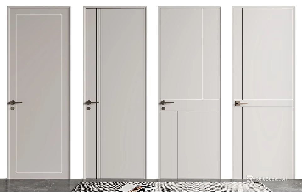 Sleek Modern Hinged Doors For Home Interior With Various Panel Designs 3d model 