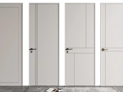 Sleek Modern Hinged Doors For Home Interior With Various Panel Designs 3d model