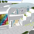 Modern Commercial Complex With Tall Towers Glass Facade Green Areas And Roads