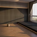Wooden Floor In Modern Room Interior With Natural Light And Decorative Ball Near Window