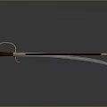 Traditional Sword With Red Scabbard Brown Hilt And Silver Blade On Gray Background With Reflection