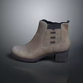 Gray Suede Ankle Boots With Elastic Side Panel And Block Heel Design 3d model