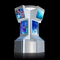 Modern Public Interactive Kiosk With Multiple Digital Display Screens For Information 3d model