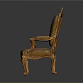 Ornate Classic Armchair With Intricate Gold Carvings Floral Upholstery And Curved Legs