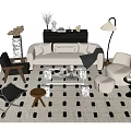 Quiet sofa tea table combination 3d model