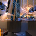 Starry Themed Bar Interior With Cosmic Ceiling Lights Seating Area And Ambient Decor