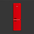 Sleek Red Upright Refrigerator Freezer With Modern Design And Smooth Surface Finish
