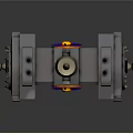 Mechanical Hammer Weapon With Metallic Structure And Red Glowing Core