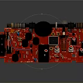 Red Computer Circuit Board With Electronic Components Capacitors Resistors Springs And Chips 3d model