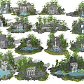 Rockery Stones With Lush Plants Small Waterfalls And Decorative Garden Ponds