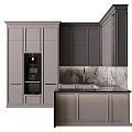 Modern Kitchen Interior With Light And Dark Gray Cabinets And Marble Countertop 3d model