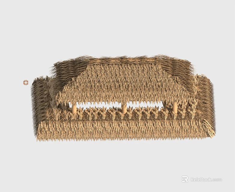 Traditional Thatch Roof Structure With Wooden Support Beams And Rural Architectural Design 3d model 