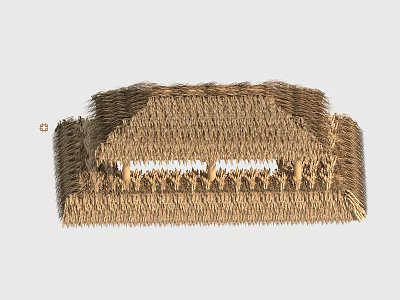 Traditional Thatch Roof Structure With Wooden Support Beams And Rural Architectural Design 3d model