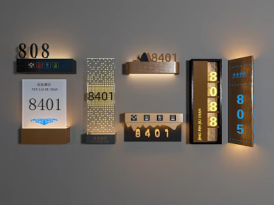 Wall Mounted Door Numbers with Various Design Styles and House Number Displays 3d model