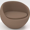 Modern Round Brown Upholstered Single Chair For Comfortable Home Decor 3d model