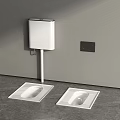 Modern Bathroom Squat Toilets With White Water Tank Black Control Panel And Gray Tile Floor