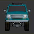 Turquoise Van With Floral Design Large Off Road Tires And Roof Rack