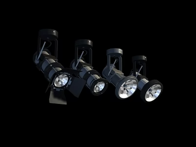 Four Black Adjustable Track Spotlights with Modern Design for Home Interior Lighting 3d model