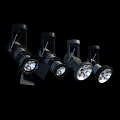 Four Black Adjustable Track Spotlights with Modern Design for Home Interior Lighting