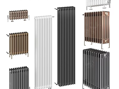Various Modern Radiators in Different Colors and Styles for Home Heating 3d model