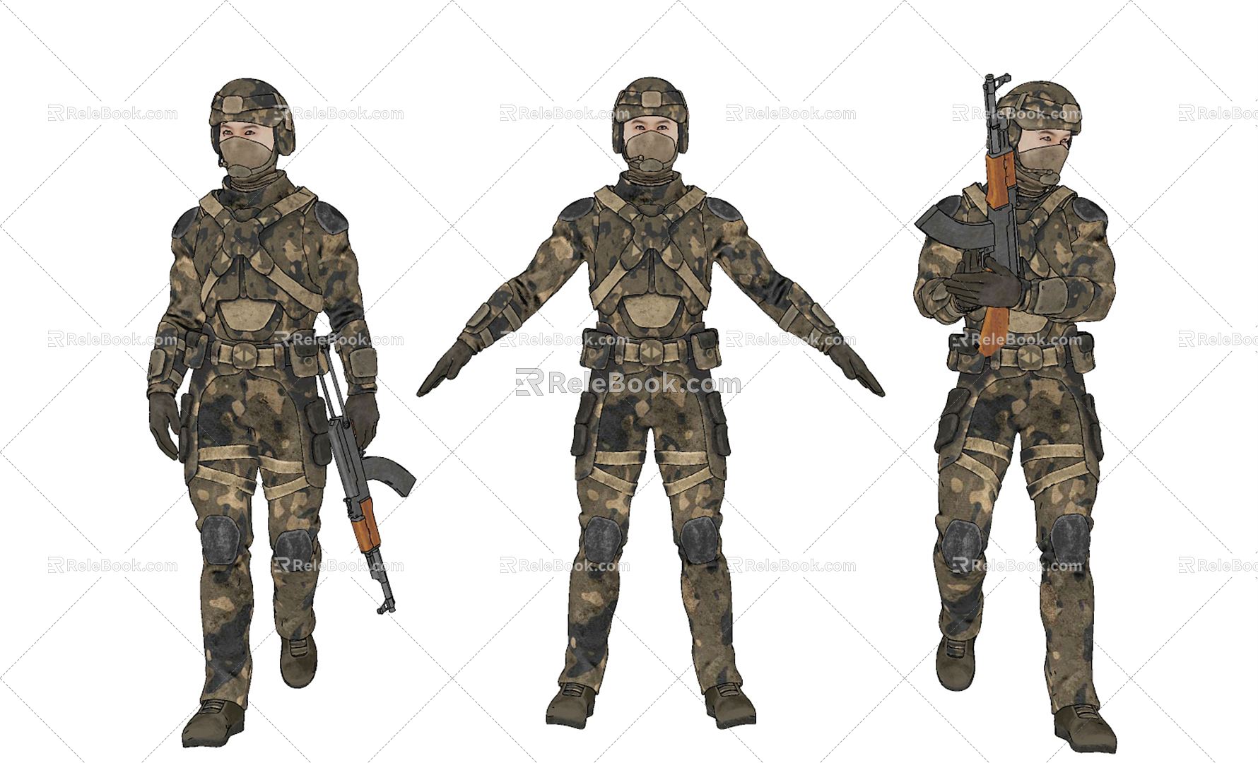 Modern Soldier Camouflage Uniform Soldier Warrior Figure 3d model