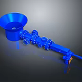 Blue Industrial Mechanical Equipment with Funnel Shaped Top Spiral Structure and Connecting Parts