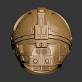 Golden Futuristic Weapon Helmet With Shiny Mechanical Structure And Sci Fi Design 3d model