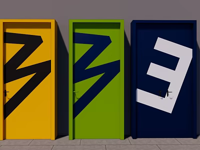 Modern swing door graffiti door 3d model