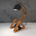 Modern Wooden Desk Lamp With Triangular Base And Black Lampshade For Home Office Lighting