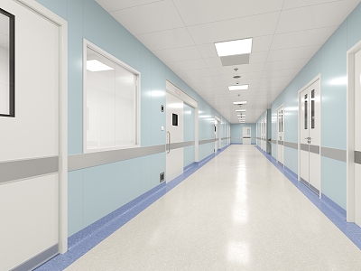 Hospital corridor access 3d model