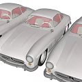 Silver Classic Mercedes Model Cars Displayed From Multiple Detailed Angles
