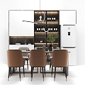 Light Luxury Dining Table and Chair Combination Dining Chair Restaurant Chandelier Wine Cabinet Single Door Refrigerator 3d model