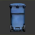 Blue Wheeled Trash Bin With Lid And Logo For Waste Disposal Use
