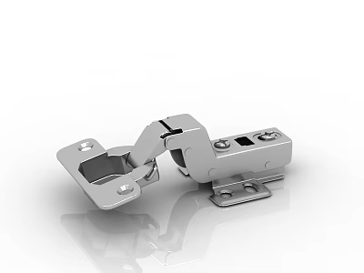 Stainless Steel Cabinet Door Hinge For Furniture With Mounting Plates And Screw Holes 3d model